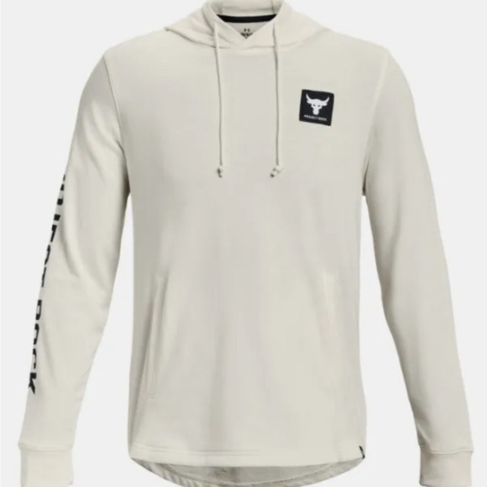 Under Armour Project Rock Terry 1377428 130 man ivory jacket sz M Brand New
